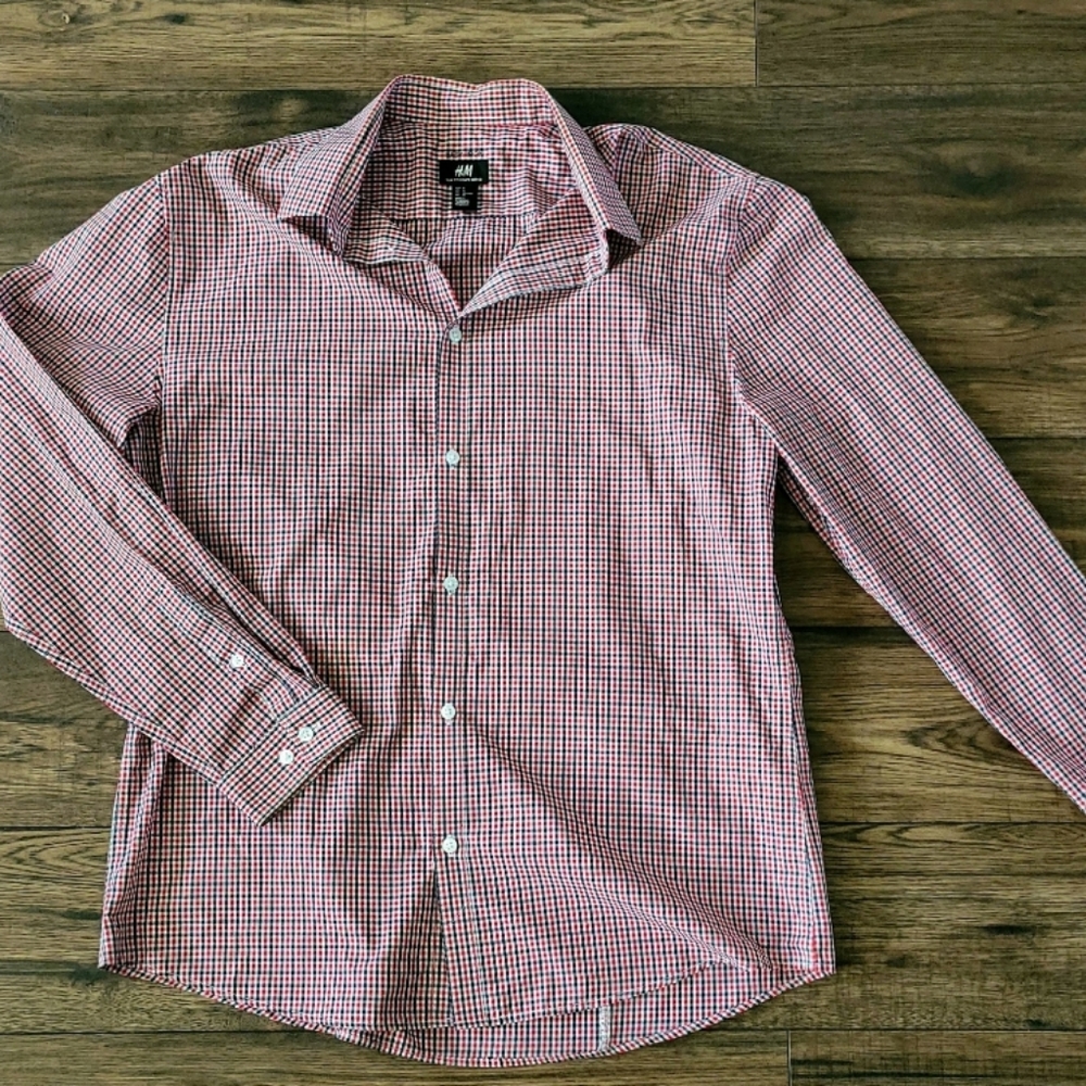 ⚠️2 / 20$ H&M Slim Fit Gingham Button Down XL
